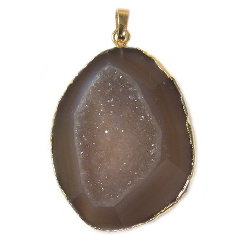 Agate Slice Pendant with Rim 50x42mm - 1 piece