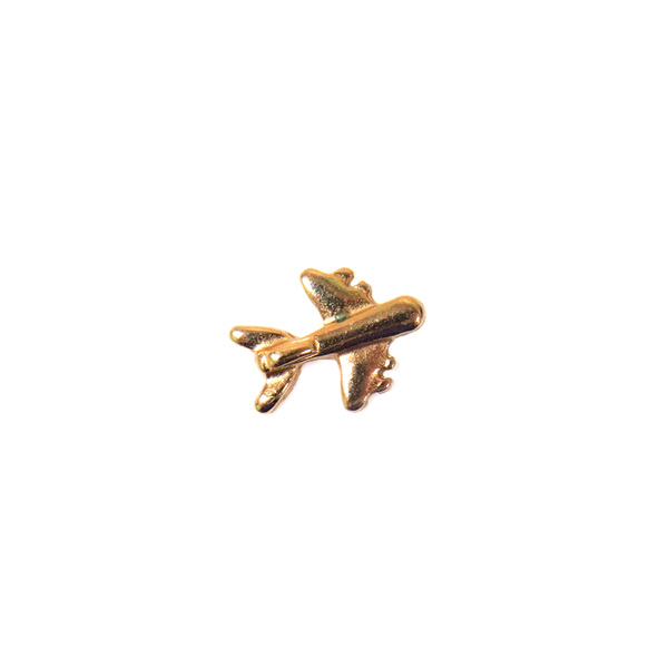 Airplane; Gold - Floating Charm