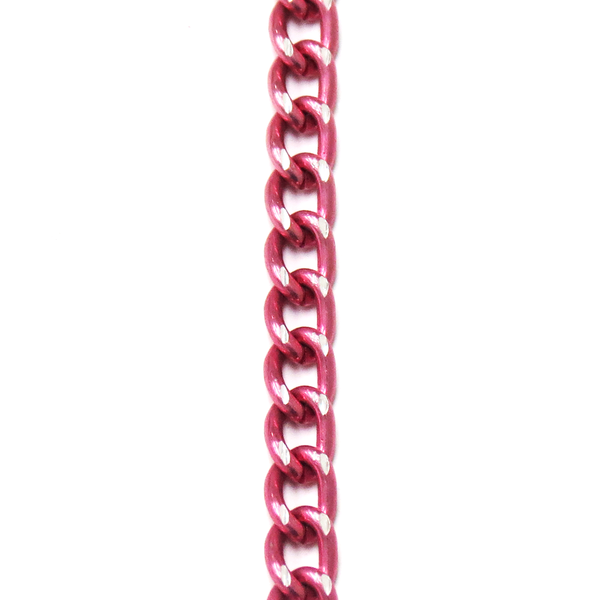 Aluminum Chain, Fuschia/Silver-7x5mm; per yard
