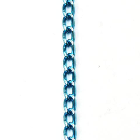 Aluminum Chain, Turquoise/Silver-7x4mm; per yard