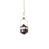 Amethyst Herkimer Crystal Pendulum - Silver