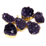 Elegant Amethyst Pendant, Gold, 40x30mm - 1 piece