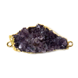 Amethyst Druzy Connector, Gold, 30x20mm - 1piece