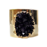 Cuff with Amethyst Druzy, Electroplated, 2 inches - 1 piece