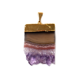 Amethyst Slice Pendant, Gold, 35x20mm - 1 piece