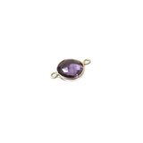 Amethyst Bezel Connector, Sterling Silver, 18x12mm - 1 piece