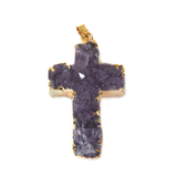 Amethyst Cross Pendant - Gold