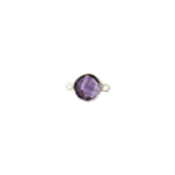 Amethyst Bezel Connector, Sterling Silver, 18x12mm - 1 piece