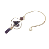 Amethyst Spinning Merkaba Crystal Pendulum - Silver