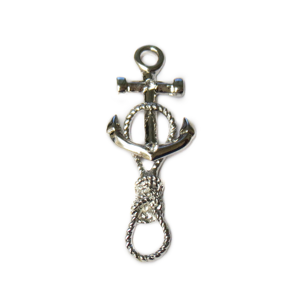 Anchor Rope with Rhinestone, Silver, 45mm; 1 piece