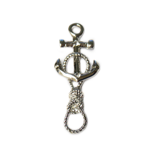 Anchor Rope with Rhinestone, Silver, 45mm; 1 piece