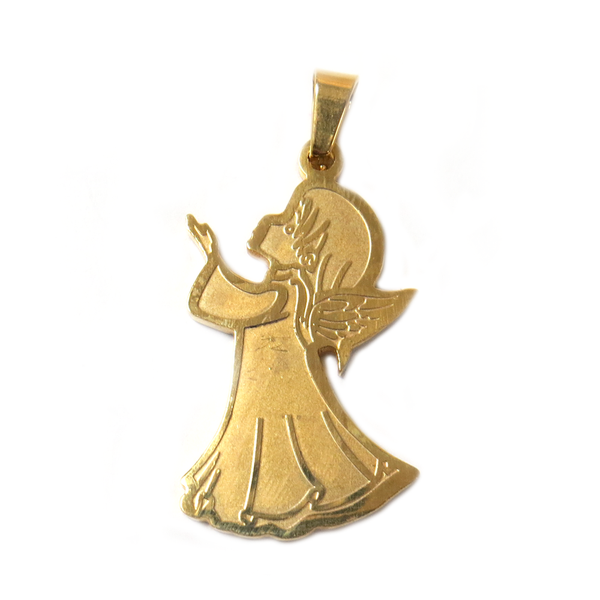 Angel Pendant, Stainless Steel, Gold, 32x18mm - 1 piece