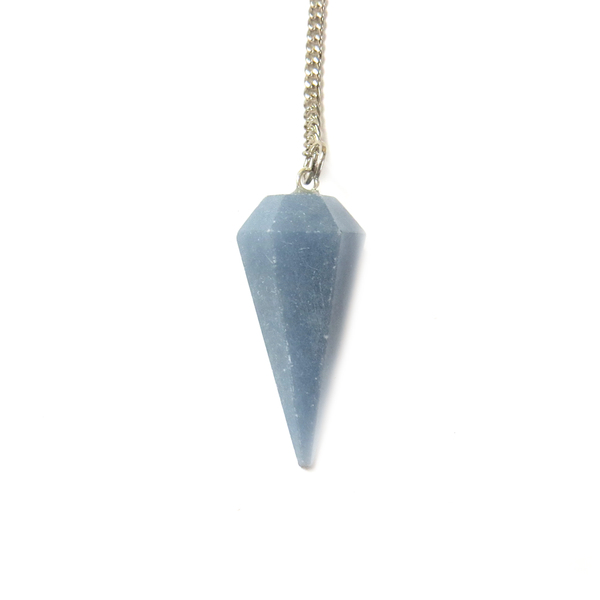 Angelite Crystal Pendulum - SIlver
