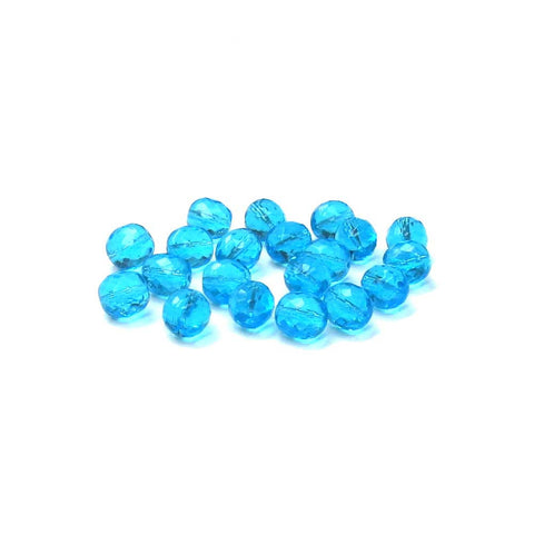 Aqua, Round Fire Polished; 10mm - 20 pcs