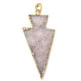 White with Dust Druzy Arrow Head Pendant, 57x26mm - 1 piece