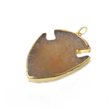Gray Arrow Head Agate Pendant, 60x41mm - 1 piece