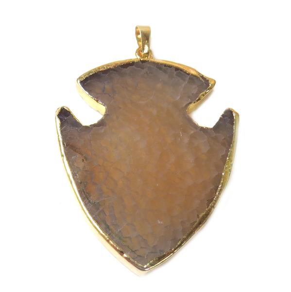 Gray Arrow Head Agate Pendant, 60x41mm - 1 piece