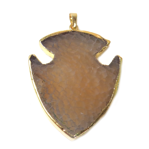 Gray Arrow Head Agate Pendant, 60x41mm - 1 piece