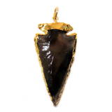 Black Obsidian Arrow Head, Electroplated, 49x27mm - 1 piece