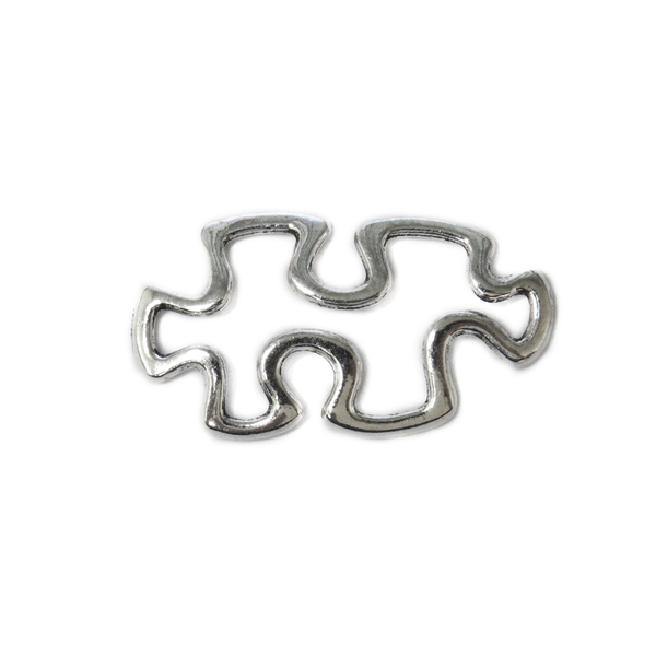 Autism Symbol Connector, Silver, 30x17mm; 1 piece