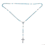6mm Baby Blue Heart Italian  Rosary, 18" Long; 1 piece