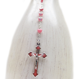 6mm Baby Pink Heart Italian Rosary, 18" Long; 1 piece