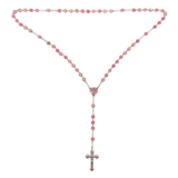 6mm Baby Pink Heart Italian Rosary, 18" Long; 1 piece
