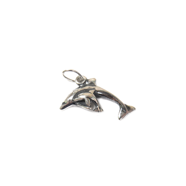 Baby Dolphin Charm, Sterling Silver, 14x5mm - 1 piece