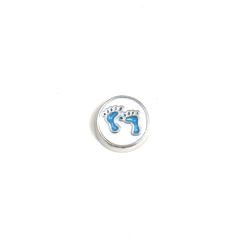 Baby Blue Footprint Circle - Floating Charm