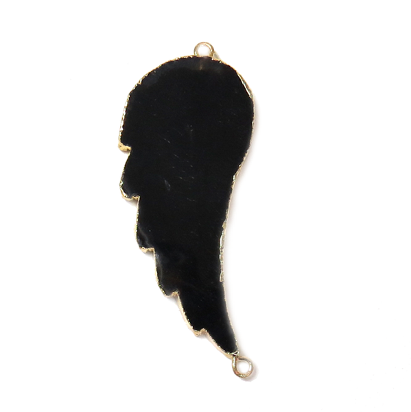 Black Wing Agate Connector- Gold