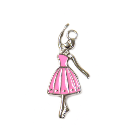 Ballet Dancer Charm, Silver, 30x13mm - 1 piece