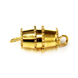 Barrel Clasp, Gold Plated Brass-12x8mm; 5pcs