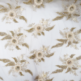 Roxy, Embroidered Lace, Beige, 54" WIde- 1 Yard