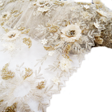 Roxy, Embroidered Lace, Beige, 54" WIde- 1 Yard