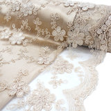 Sade, Embroidered Lace, Beige, 54" Wide- 1 Yard
