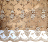 Sade, Embroidered Lace, Beige, 54" Wide- 1 Yard