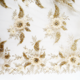 Roxy, Embroidered Lace, Beige, 54" WIde- 1 Yard