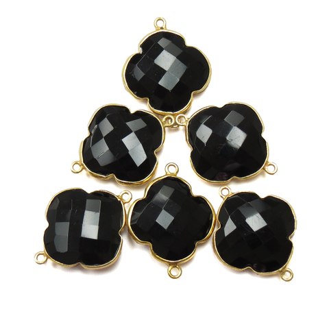 Black Onyx Bezel ,24k Gold Vermeil 21x26mm ; 1pc