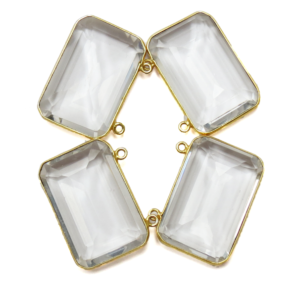 Crystal  Bezel, 24k Gold Vermeil 32x24mm; 1pc