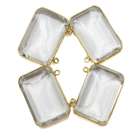 Crystal  Bezel, 24k Gold Vermeil 32x24mm; 1pc