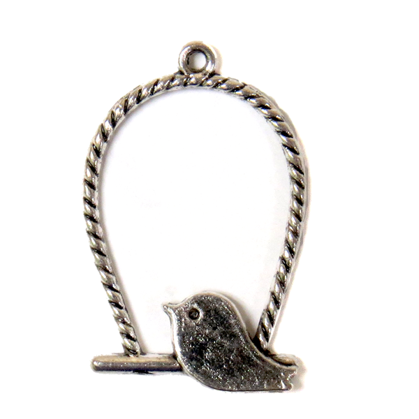 Bird Charm; Antique silver
