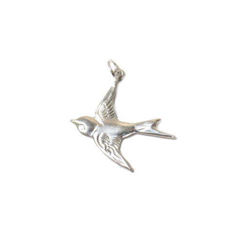 Bird Charm, Sterling Silver, 17x15mm - 1piece