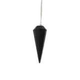 Black Obsidiam Crystal Pendulum - Silver