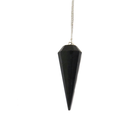 Black Obsidiam Crystal Pendulum - Silver