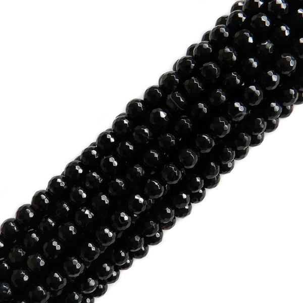 Black, Faceted Agate; 8mm