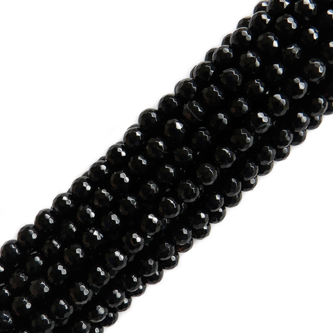 Black, Faceted Agate; 8mm