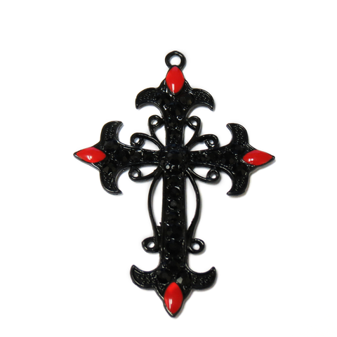 Gothic Cross, Black and Red, 67mm; 1 piece