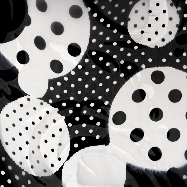 Black and White Polka Dots Silk Chiffon Prints, 54" Wide- 1 Yard