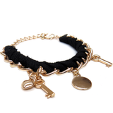 Black Bracelet with Charm, 9 inches - 1 piece