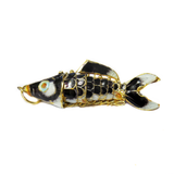 Cloissone Fish, Black, 52x17mm; 1 piece